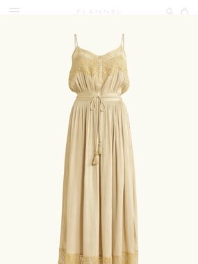 Flannel Lace-Detail Maxi Slip Dress in Champagne Beige